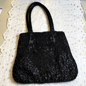 Hand Beaded Black Evening Bag